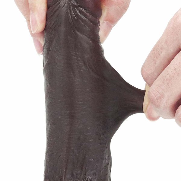Dildo z przyssawką LoveToy Sliding-Skin Dildo 7, 17,5 cm (brązowy) 14669 zdjęcie