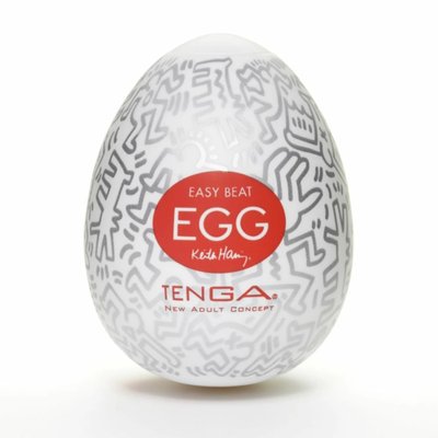 Мастурбатор-яйцо Tenga Keith Haring Party Egg, 7 см (белый) 19723 фото